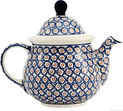 Produktbild von Bunzlauer Keramik 1,7 Liter Teekanne  – großzügige, rund gewölbte Tulpenform – klassische Ausführung, Nachbildung 4