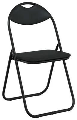 Image de vidaXL : Ensemble de 8 chaises pliantes en similicuir noir, dimensions : 48 x 43,5 x 81 cm