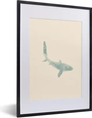 Produktbild von MuchoWow® MuchoWow® Gerahmtes Poster Fische - Tiere - Aquarell - Pastell 30x40 cm - Poster mit zchwarzem Bilderrahmen - Wandposter Schlafzimmer