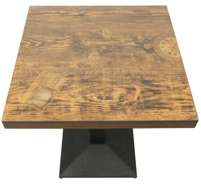 Obrázek produktu pro Vysoký jídelní stůl - Čtvercový barový stůl - Výška 75 cm - Dřevěná konstrukce - Montáž vlastní - Retro design - Barva: hnědá