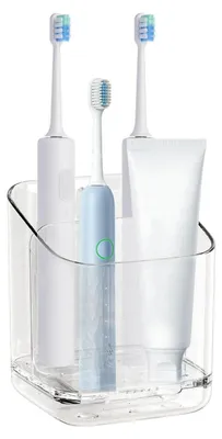 Produktbild von Zahnbürstenhalter Badezimmer 3 Fächer Transparent Wandmontage Abnehmbar mit Trennwand