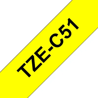 Produktbild von Brother TZE-C51 Etiketten erstellendes Band Schwarz auf fluoreszierendem Gelb