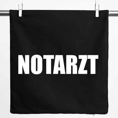 Produktbild von Huuraa Kissenbezug Notarzt Schriftzug 40x40cm Black Baumwolle Dekokissenbezug Geschenkidee