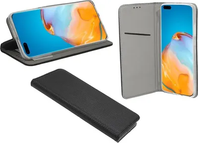 Obrázok produktu pre Puzdro typu kniha "Smart" pre HUAWEI P40 PRO Puzdro na mobilný telefón Peňaženkové puzdro Ochranný kryt s funkciou stojana, slot na kartu Black