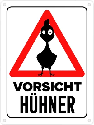 Produktbild von Vorsicht Hühner Metallschild in 15x20 cm mit Huhn Silhouette
