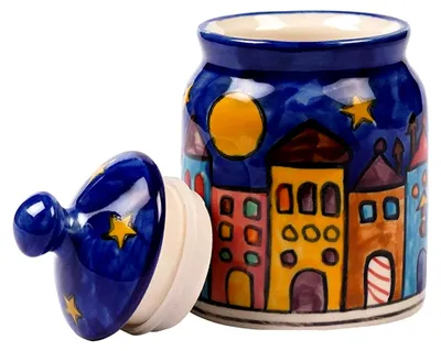 Produktbild von Zuckerdosen-Set aus Keramik, bemalt in Blau