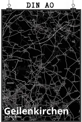 Produktbild von Mr. & Mrs. Panda Bild Geilenkirchen DIN A0 - Geschenk, Wanddekoration, Stadt, Kunstdruck, Dorf Karte Landkarte Map Stadtplan, drucke, Plakat, poster