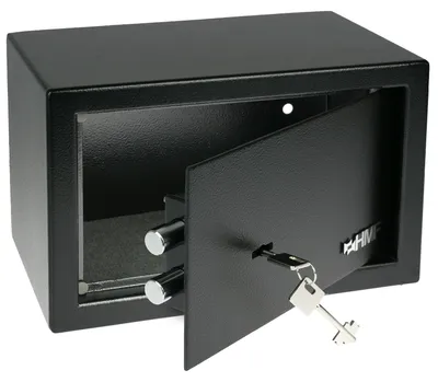 Möbeltresor mit einem Doppelbartschloss von HMF mit 31 cm Breite in Schwarz