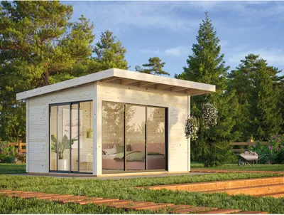 Produktbild von Gartenhaus Palmako Andrea 11,2 m² Slide Plus inkl. Fußboden 434 x 402 cm tauchgrundiert