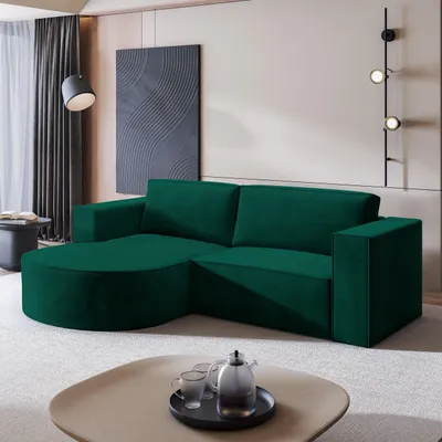 Produktbild von Masseno Ecksofa SORELA M L-S mit Schlaffunktion L-Form, Sofa mit Bettkasten, Wohnzimmersofa, Couch, Soffa, Bettsofa, Couchgarnitur- Grün, MONOLITH 37