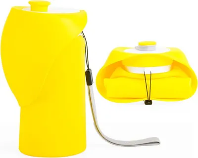 Produktbild von INF 550ml Faltbare Haustier Wasserflasche - Tragbare & Auslaufsichere Trinkflasche Gelb