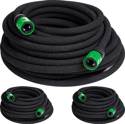 Image de GARDEBRUK® 3x Tuyau d’irrigation microporeux 3x 15m 1/2" répartiteur en T 2 raccords surface sous terre jardin fleurs plantes tuyau goutte à goutte