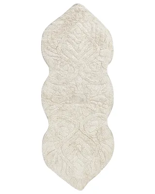Produktbild von BELIANI Badematte Hellbeige Baumwolle 150 x 60 cm Symmetrisch Einfarbig mit Orientalischem Muster Modern Flauschig Bodenmatte Badezimmer Ausstattung