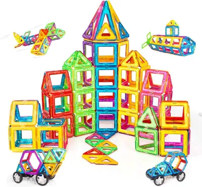 Produktbild von Condis Magnetic Building Blocks 120 Stücke Spielzeugmagnet Kinder Magnet Spielzeug Spiele im Alter von 2 3 4 5 6 7 Jahre Jungen Mädchen