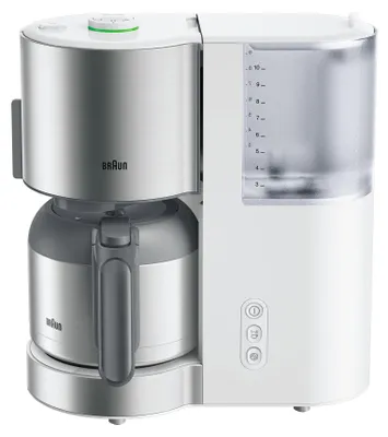 Produktbild von Braun IDCollection Kaffeeautomat KF 5105 WH weiss, Filterkaffeemaschine, Gemahlener Kaffee, 1000 W, Edelstahl, Weiß