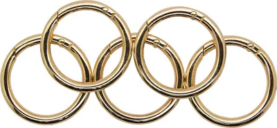 Produktbild von 5 Ring Karabiner Innen-Ø 34mm Metall Ringkarabiner, Schlüssel, Tasche, Farbwahl, Farbe:gold