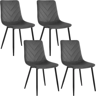 Produktbild von EUGAD Esszimmerstühle 4er Set, Samtstuhl mit Metallbeinen, Dunkelgrau