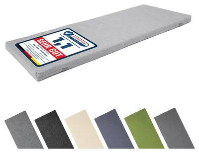 Produktbild von Garronda Bankauflage 100x40 cm ca. 4 cm dick Sitzkissen Outdoor für Gartenbank und Hollywoodschaukel Polster Auflage für Sitzbank wasserabweisend UV-beständig mit Bändern GD-0220 Hellgrau