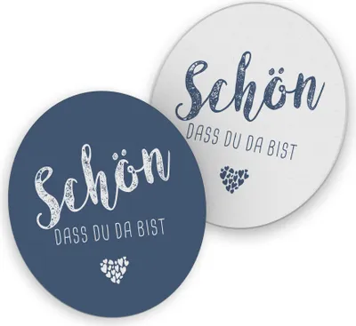 Produktbild von itenga 40x Bierdeckel Untersetzer "Schön dass du da bist" dunkelblau