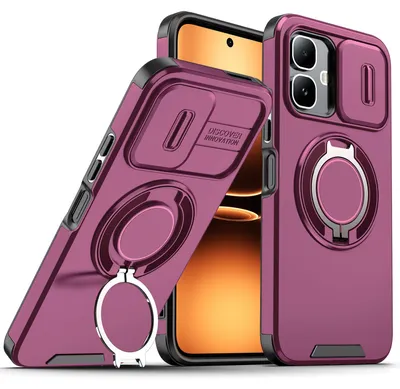 Obrázek produktu pro Dvouvrstvé pouzdro pro Infinix Smart 20 4G, s posuvným krytem fotoaparátu a magnetickým kroužkovým stojánkem Třešňově