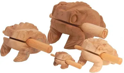 Produktbild von Sound Frosch natur aus Holz in verschiedenen Größen wählbar: 5cm - 10 cm - 14 cm oder 20 cm , Grösse:ca. 5 cm