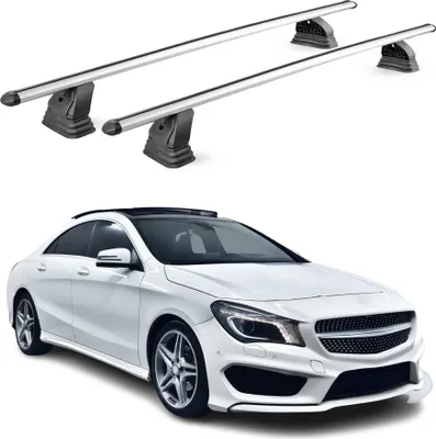 Imagen del producto de Soportes para baca de aluminio para Mercedes CLA C117 (2013-2019), con certificación con ranura en T, capacidad de 75 kg, 2 piezas, color plateado