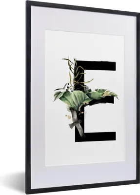 Produktbild von MuchoWow® MuchoWow® Gerahmtes Poster Dschungel - Vogel - Buchstabe E 40x60 cm - Poster mit zchwarzem Bilderrahmen - Poster in Rahmen