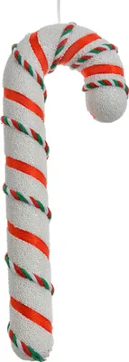 Produktbild von Clayre & Eef Weihnachtsanhänger Zuckerstange 10x3x26 cm Weiß Kunststoff