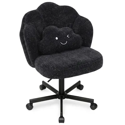 Produktbild von COMHOMA Schreibtischstuhl Bürostuhl, Schminkstuhl mit Rollen Rückenlehne und Wolkenkissen, Höhenverstellbarer Drehstuhl, Schimmernde Chenille, Schwarz