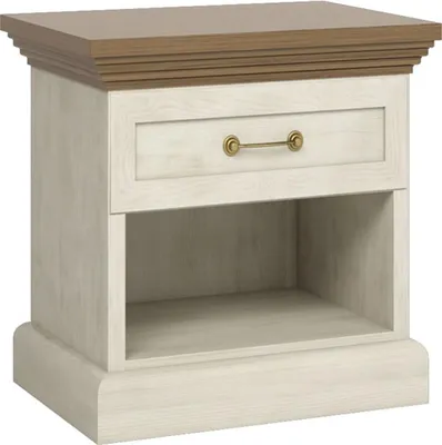 Produktbild von Nachttisch ROYAL Nachtkonsole 57cm Pinie skandinavisch weiß Wildeiche Landhaus-Stil