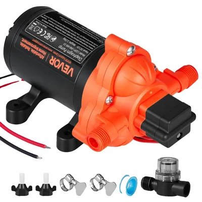 Obrázek produktu pro Membránové čerpadlo VEVOR, 12 V DC, 15,1 l/min, samonasávací tříkomorové membránové čerpadlo s automatickým tlakovým spínačem, tlak 2,75 bar, pro obytné vozy, karavany, lodě, jachty, myčky aut