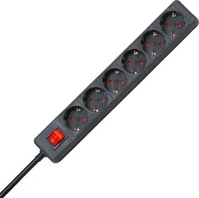 Zdjęcie produktu dla Kopp 120915006, 1,4 m, Wewnętrzna, Typu F, Czarny, Czerwony, 6 x gniazdo sieciowe, 16 A