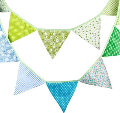 Produktbild von Oblique Unique Wimpel Girlande Wimpelkette Banner Vintage - grün