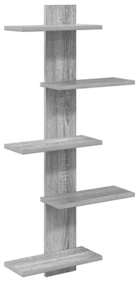 Immagine prodotto di vidaXL Scaffale a parete, colore Sonoma grigio, 48,5 x 15 x 101 cm, materiale: legno composito