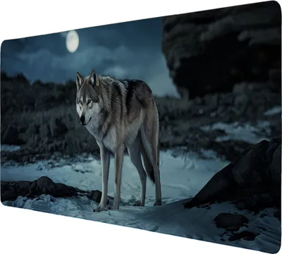 Produktbild von Wolf im Mondlicht Schreibtischunterlage 89x40cm XXL Mauspad - Mystische