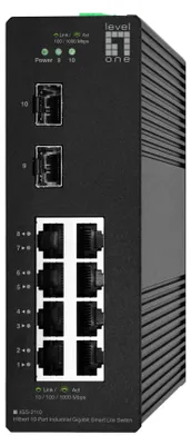 Imagen del producto de Nivel 1. Switch IGS-2110 de LevelOne. 10 puertos Gigabit Ethernet (GE) IGS-2110. 2 puertos SFP, 8 puertos RJ45. (Interruptor)