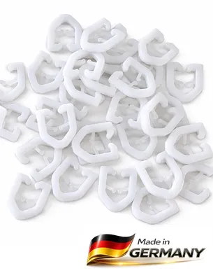 Zdjęcie produktu dla rewagi® 100 sztuk ślizgaczy SPI T – białe – 1,8 x 1,4 cm – ślizgacze do zasłon do szyn T – tworzywo sztuczne