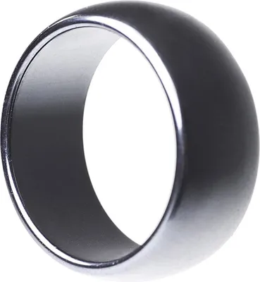Produktbild von Breiter Ring aus echtem Hämatit glatt grau rund uni Steinring Fingerring