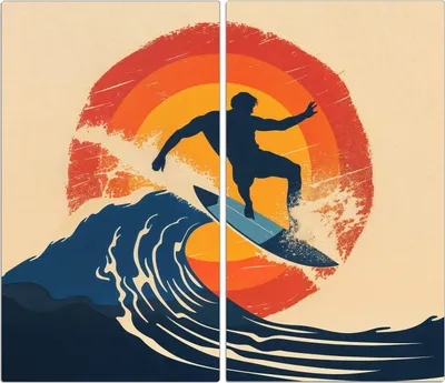 Produktbild von Spritzschutz Herdabdeckplatte Schneidebrett aus Glas Surferwelle 2-Teilig (60x52cm)