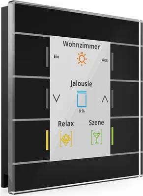 Image de MDT KNX Bouton-poussoir en verre II Smart avec écran couleur noir, 1 pièce.
