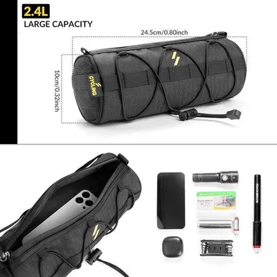 Produktbild von Famanu Fahrradtasche Multifunktional - Lenkertasche mit Schultergurt für MTB Rennrad - Schwarz - 24L
