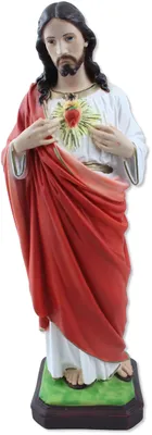Herz-Jesu-Figur aus Kunstharz, 40 cm, handbemalt