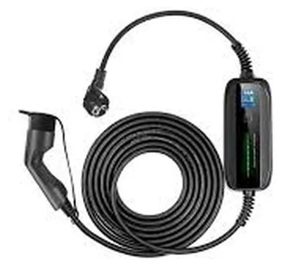 Imagen del producto de Extralink BS-PCD030: Cargador portátil para vehículos eléctricos, 16A, 3,6 kW, con enchufe Schuko, monofásico, cable de 5,5 metros, pantalla LCD, grado de protección IP67