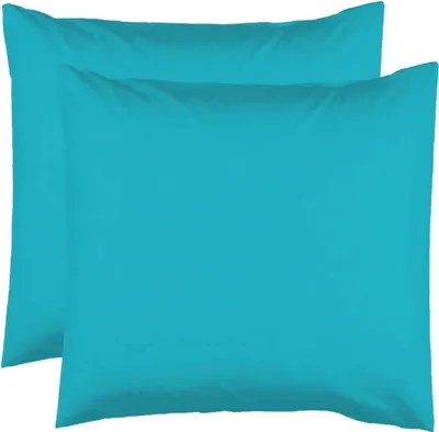 Productafbeelding van 2 kussenslopen 63 x 63 cm, turquoise blauw, 100% katoen, draaddichtheid 57