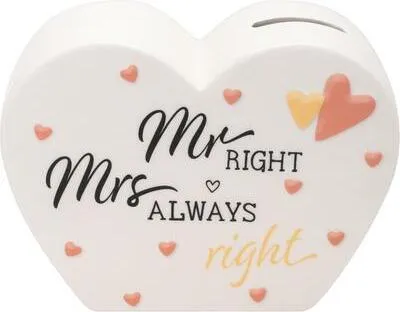 Produktbild von Spardose 48019 Motiv Herz "Mr right, Mrs always right"