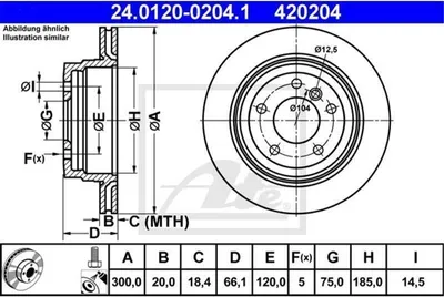 Produktbild von ATE Bremsscheiben (2 Stück) Hinterachse 24.0120-0204.1