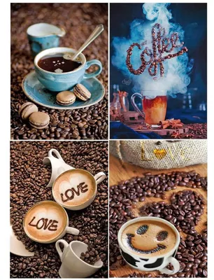 Produktbild von Diamond Painting Kaffee 5D Set 4 Stück für Erwachsene & Anfänger mit Zubehör
