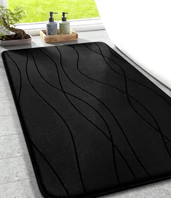 Image de Tapis de bain, tapis de bain en mousse à mémoire de forme, antidérapant, lavable, doux, absorbant, pour la salle de bain, noir, 50 x 80 cm