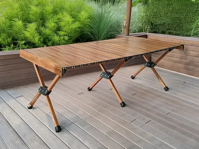 Produktbild von Perel klappbarer Aluminium-Camping-Tisch für 4 bis 6 Personen, inklusive Aufbewahrungstasche, für den Innen- und Außenbereich, maximale Belastbarkeit 30 kg, 5 kg, 120 x 60 x 45 cm, braun