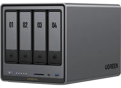Image de Stockage en réseau UGREEN NASync DXP4800 Plus avec processeur Intel Pentium Gold 8505 5 cœurs 3,3 GHz, 8 Go DDR5, 4 baies, port 2,5 G, port 10 Go